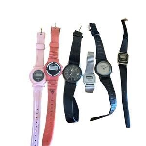 Lot Of 6 Watched Pink Black Quartz Sport Timex & More